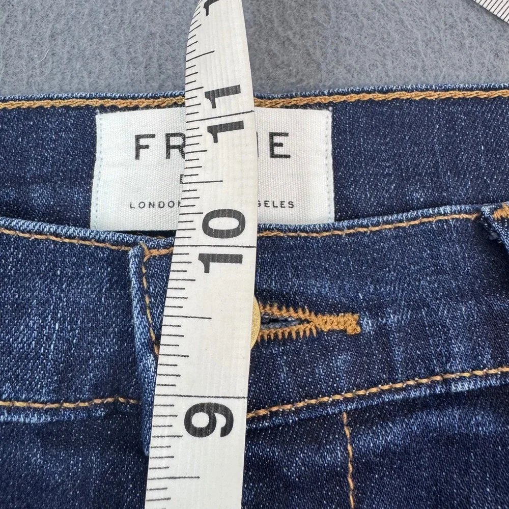 Frame Le High Straight Jeans Womens 31 Blue Meribel Snap Ankle Slit LHSTSA148